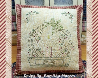 Simplify Wreath-Primitive Stitchery  E-PATTERN by Primitive Stitches-Instant Download