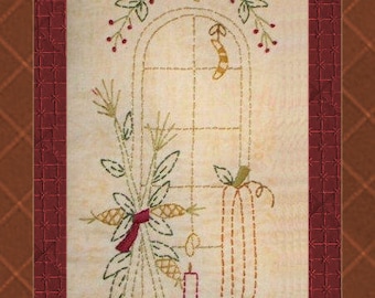 Window-Autumn Harvest-Primitive Stitchery  E-PATTERN by Primitive Stitches-Instant Download