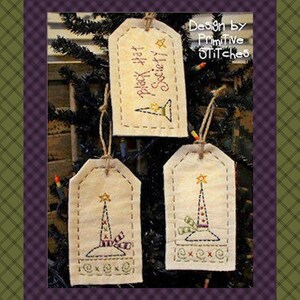 Black Hat Society Tag Collection-Primitive Stitchery-E-PATTERN by Primitive Stitches-Instant Download