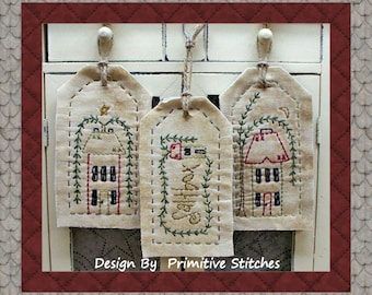 Saltbox Willow Tag Collection-Primitive Stitchery-E-PATTERN by Primitive Stitches-Instant Download
