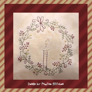 季節のリース - プリミティブステッチのEパターン - Primitive Stitches - インスタントダウンロード