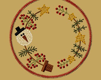 MACHINE EMBROIDERY-Snow Christmas Tree Candle Mat-4-Inch-FM-Instant Download