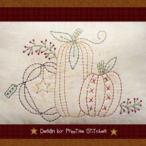 Padrão eletrônico de bordado primitivo "Fall Gathering" da Primitive Stitches - Download instantâneo