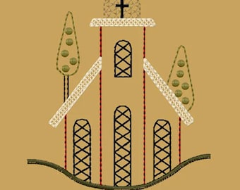 MACHINE EMBROIDERY-Church-5X7-CW-Motif