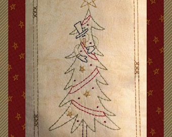 Snowman Tree-Primitive Stitchery  E-PATTERN by Primitive Stitches-Instant Download