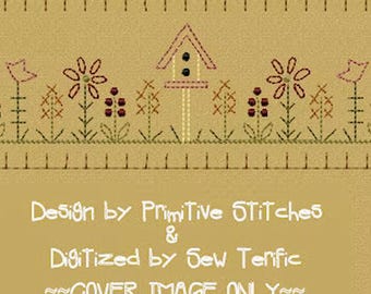 MACHINE EMBROIDERY-Birdhouse Flower Patch Towel Band-Large Split (2 parts)-Instant Download