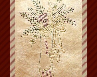 Liebesstrumpf-Primitive Stitchery E-PATTERN by Primitive Stitches-Sofortdownload