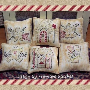 Gingerbread Mini Collection 1-Primitive Stitchery  E-PATTERN by Primitive Stitches-Instant Download