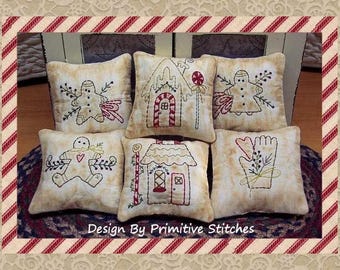 Gingerbread Mini Collection 1-Primitive Stitchery  E-PATTERN by Primitive Stitches-Instant Download