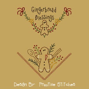 MACHINE EMBROIDERY-Gingerbread Blessings Bread Cloth-5x7-Instant Download