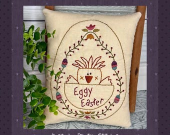 Eggy Easter-Primitive Stitchery  E-PATTERN by Primitive Stitches-Instant Download