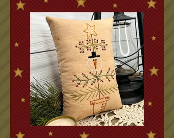 Snow Christmas Tree-Primitive Stitchery E-PATTERN-Instant Download