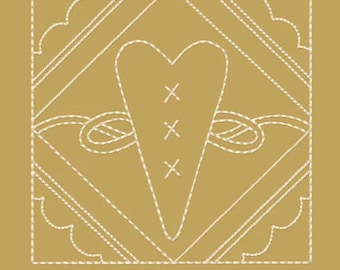 MACHINE EMBROIDERY Redwork BLOCKS-Doily Framed Heart-5, 6, 7 Inch Set Of 3 Sizes-Instant Download