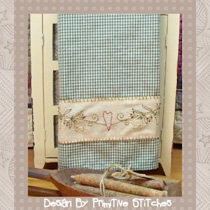 Patrón electrónico para banda de toallas con diseño de tulipanes folclóricos - Patrón de bordado primitivo de Primitive Stitches - Descarga instantánea
