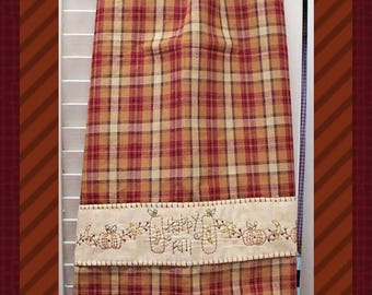 Happy Fall Towel Band-Primitive Stitchery  E-PATTERN-Instant Download