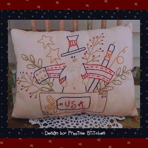 Americana Cheese Box-Primitive Stitchery  E-PATTERN by Primitive Stitches-Instant Download