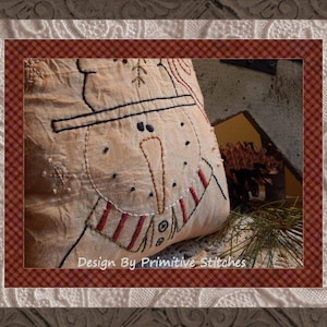 Stanley Snowman-Primitive Stitchery  E-PATTERN by Primitive Stitches-Instant Download