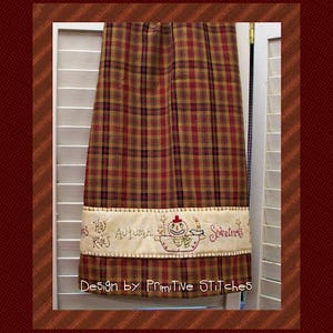 Serviette Days of Fall - Broderie primitive avec motif électronique - Téléchargement instantané