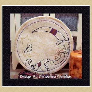 Hilde the Hag Candle Mat by Primitive Stitches-Primitive Stitchery E-Pattern--Instant Download
