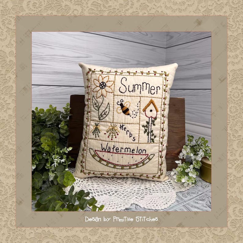 Summer Primitives Summer Sampler-primitive Stitchery E-pattern-by Primitive Stitches ...