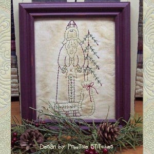 Father Christmas by Primitive Stitches-E-PATTERN-Primitive Stitchery-Instant Download