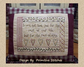 Rest Of My Life-Primitive Stitchery Pattern E-PATTERN-by Primitive Stitches-Instant Download