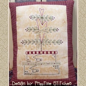 Little Heart Tree--Primitive Stitchery E-PATTERN-by Primitive Stitches-Instant Download