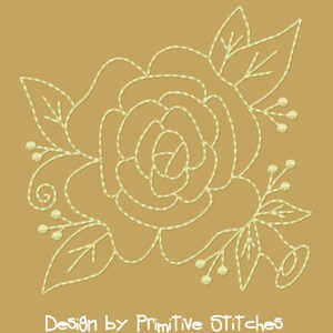 MACHINE EMBROIDERY REDWORK-Block-The Rose--3 Sizes-5-6-7 Inch-Instant Download