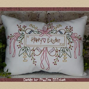 ハッピーイースター - Primitive Stitchery E-PATTERN by Primitive Stitches - インスタントダウンロード
