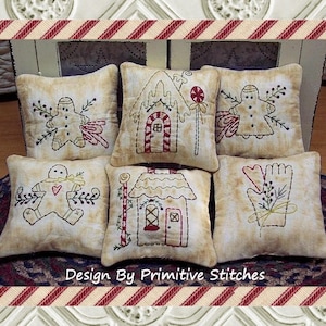 Gingerbread Mini Collection 1-Primitive Stitchery  E-PATTERN by Primitive Stitches-Instant Download