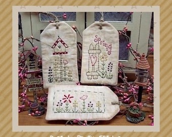SpringTag Collection-Primitive Stitchery-E-PATTERN by Primitive Stitches-Instant Download