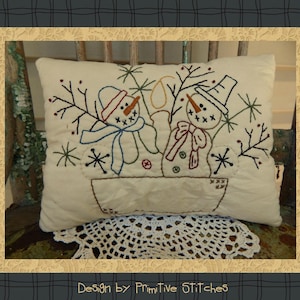 Snow Days Cheese Box-Primitive Stitchery  E-PATTERN by Primitive Stitches-Instant Download