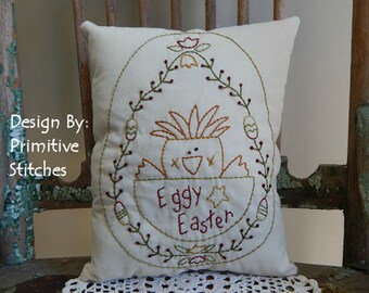 Eggy Easter-Primitive Stitchery  E-PATTERN by Primitive Stitches-Instant Download