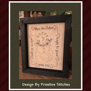 Flakes Snowman-Primitive Stitchery E-PATTERN-Instand Download