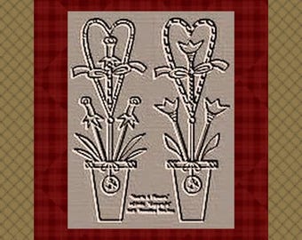 Serca i kwiaty – E-WZÓR – Primitive Stitchery – Pobierz natychmiast – od Primitive Stitches