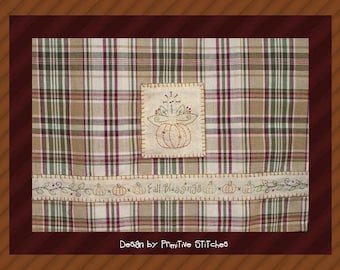 Fall Blessings Hand Towel-Mix or Match-Primitive Stitchery  E-PATTERN by Primitive Stitches-Instant Download