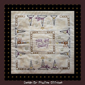 Black Hat Society Candle Mat--Primitive Candle Mat-stikselpatroon-E-PATTERN--Directe download