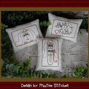 Hoppy Easter Tag Collection-Primitive Stitchery-E-PATTERN by Primitive Stitches-Directe download
