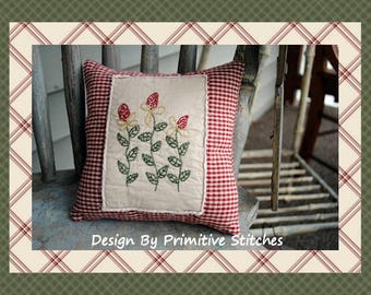 Prairie Flower Hand Towel Collection 2-Primitive Stitchery  E-PATTERN-Instant Download