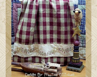 Berry Star Towel Band-Primitive Stitchery Pattern- E-PATTERN by Primitive Stitches-Instant Download