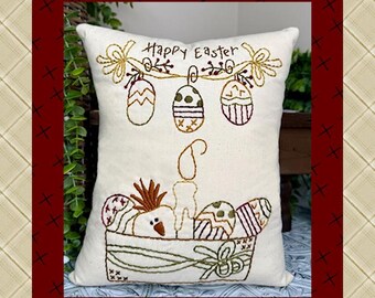 Easter Cheese Box/Swag-Primitive Stitchery E-PATTERN-INSTANT DOWNLOAD