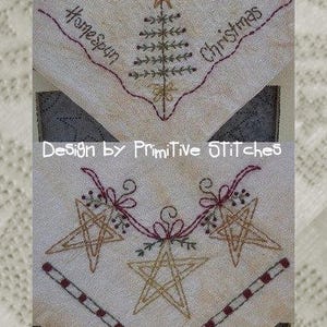 Homespun Weihnachtsbrot Tuch-Primitive Stickerei-Instant Download
