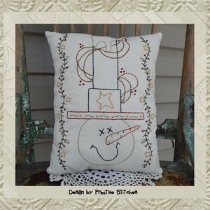 Sam Snowman-Primitive Stitchery E-PATTERN-Instant Download