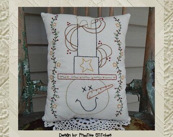 Sam Snowman-Primitive Stitchery E-PATTERN-Instant Download
