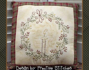 Tis The Season Wreath-Primitive Stitchery  E-PATTERN by Primitive Stitches-Instant Download