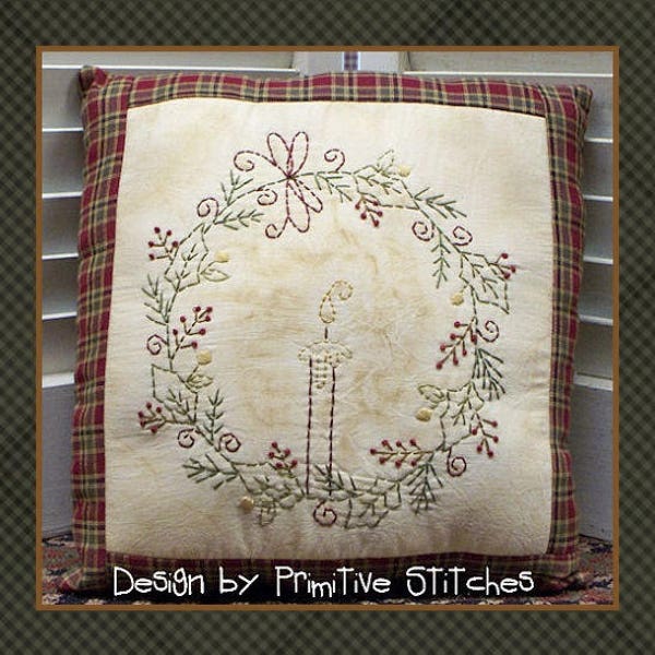 Tis The Season Wreath-Primitive Stitchery  E-PATTERN by Primitive Stitches-Instant Download