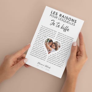 Póster Romántico Personalizado - Las razones por las que te amo - Regalo de boda, San Valentín, Cumpleaños