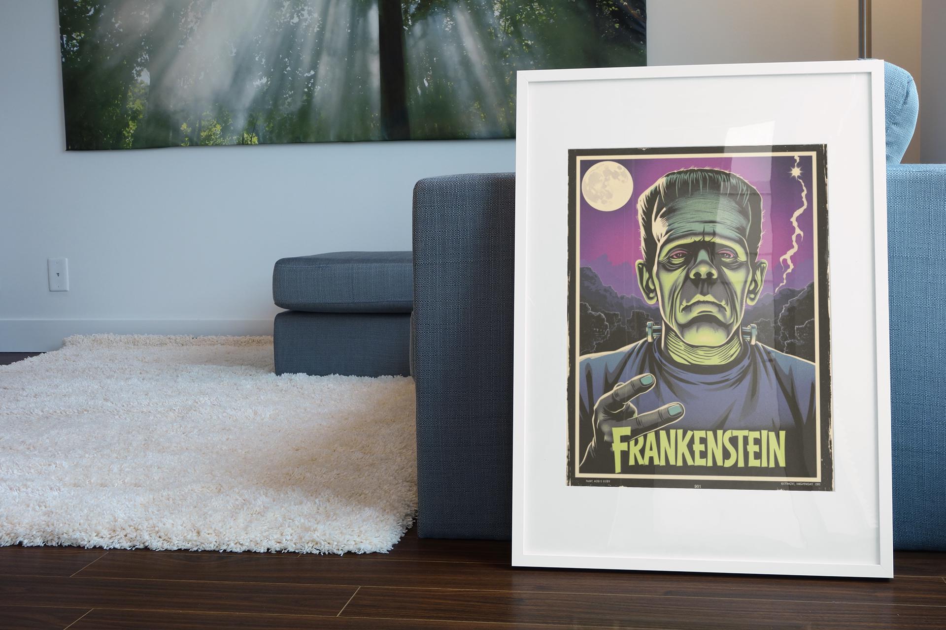 Frankenstein Digital Art Print | Classic Horror Movie Poster | Gothic ...