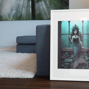 Gothic Mermaid Digital Art | Dark Fantasy Wall Decor
