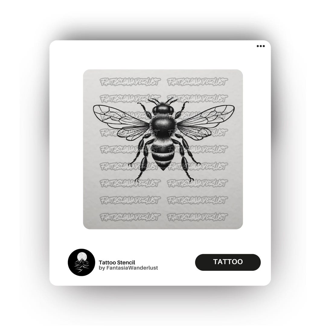 Realistic Bee Tattoo Stencil - Nature-inspired Line Art Tattoo ...
